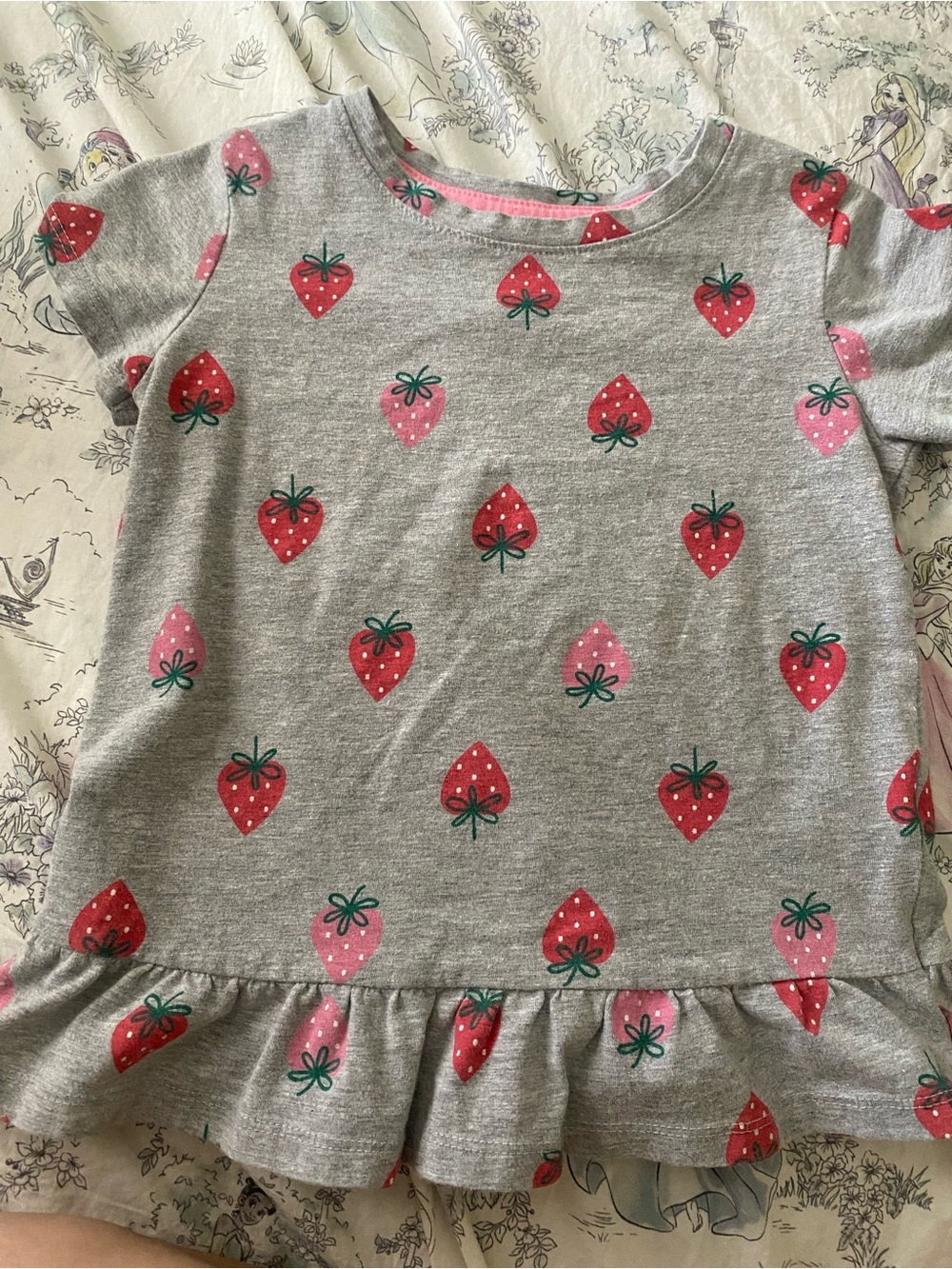 Strawberry top with ruffle Pink & Red 5T